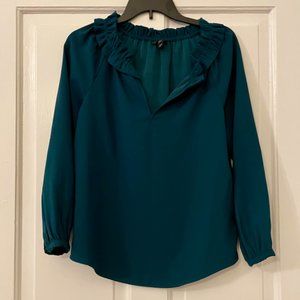J.Crew Draped Ruffle-Neck Top in 365 Crepe